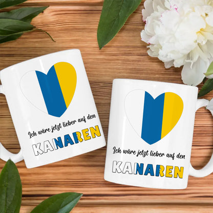 Kaffetasse Wäre jetzt lieber in Kanaren Tasse Lustig