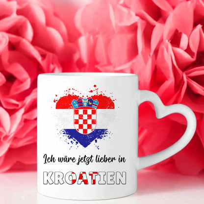 Kaffetasse Wäre jetzt lieber in Kroatien Tasse Lustig