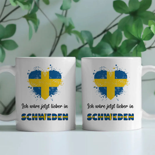 Kaffetasse Wäre jetzt lieber in Schweden Tasse Lustig