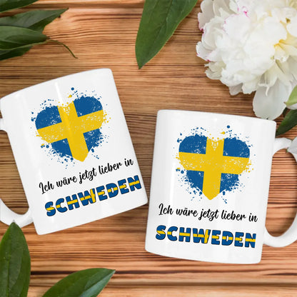 Kaffetasse Wäre jetzt lieber in Schweden Tasse Lustig