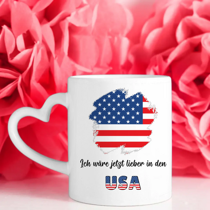Kaffetasse Wäre jetzt lieber in USA Tasse Lustig