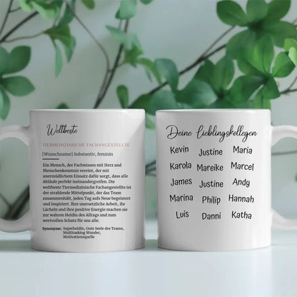Personalisierte Tasse Definition Weltbeste Tiermedizinische Fachangestellte Abschied