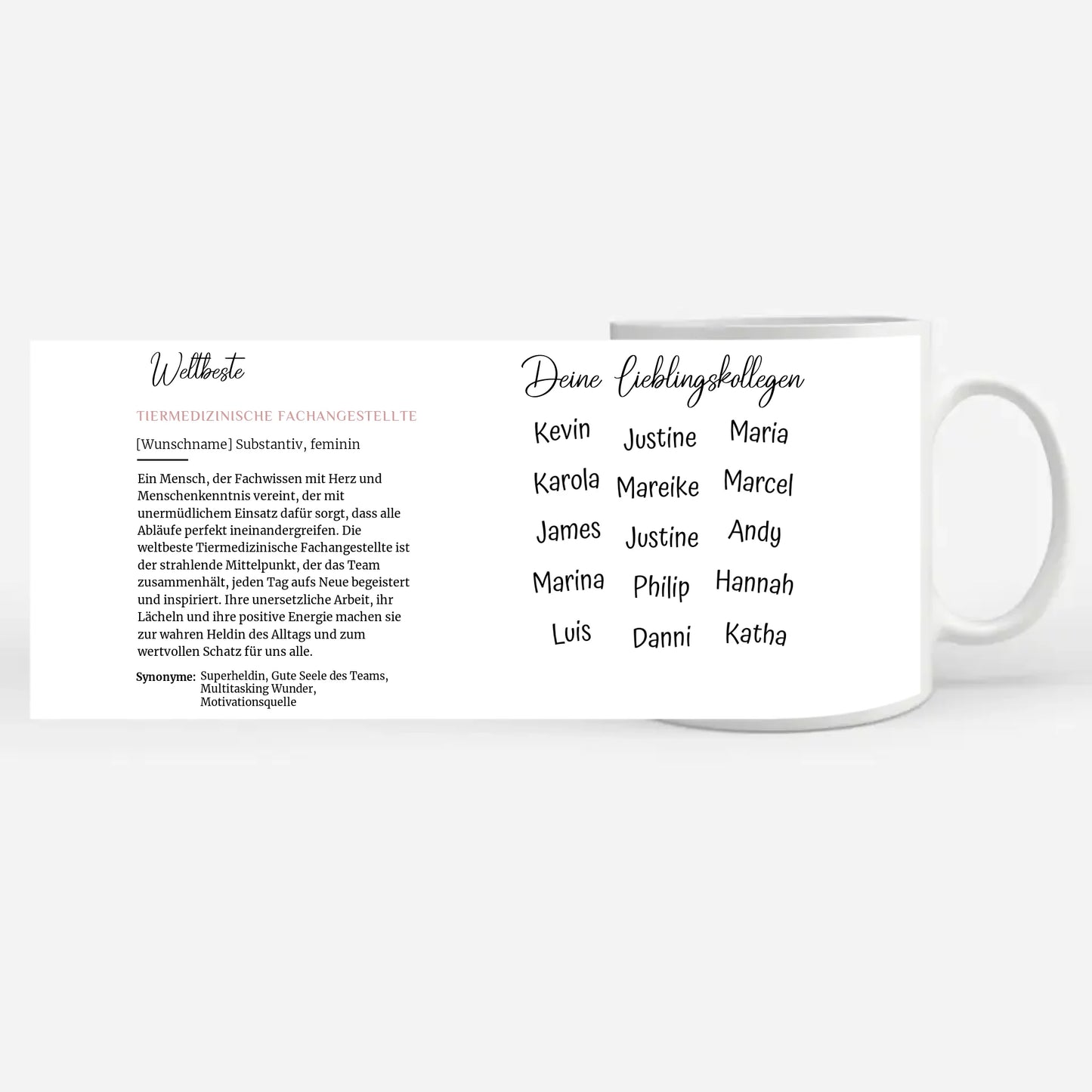 Personalisierte Tasse Definition Weltbeste Tiermedizinische Fachangestellte Abschied