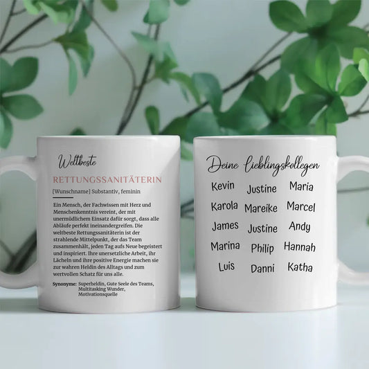 Berufe Tasse personalisiert Definition Weltbeste Rettungssanitäterin Abschied Jubiläum