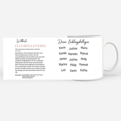 Flugbegleiterin Tasse mit Name Definition Flugbegleiterin Abschied