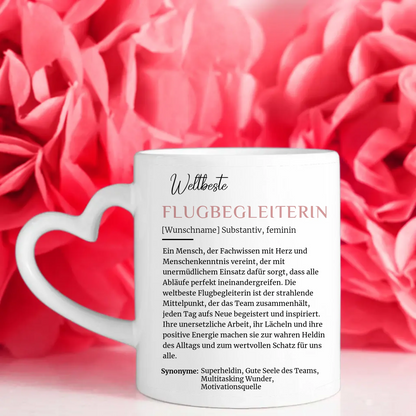 Flugbegleiterin Tasse mit Name Definition Flugbegleiterin Abschied