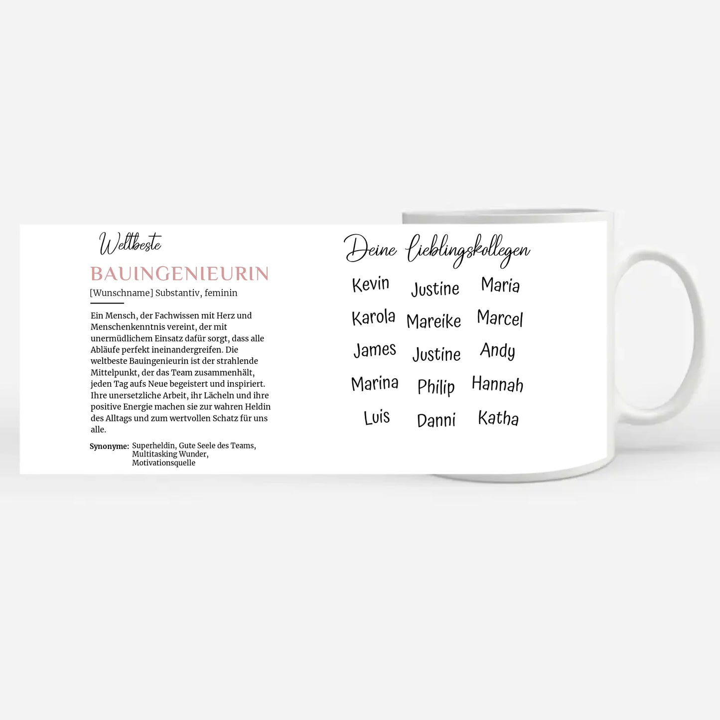 Bauingenieurin Tasse mit Name Definition Bauingenieurin Abschied