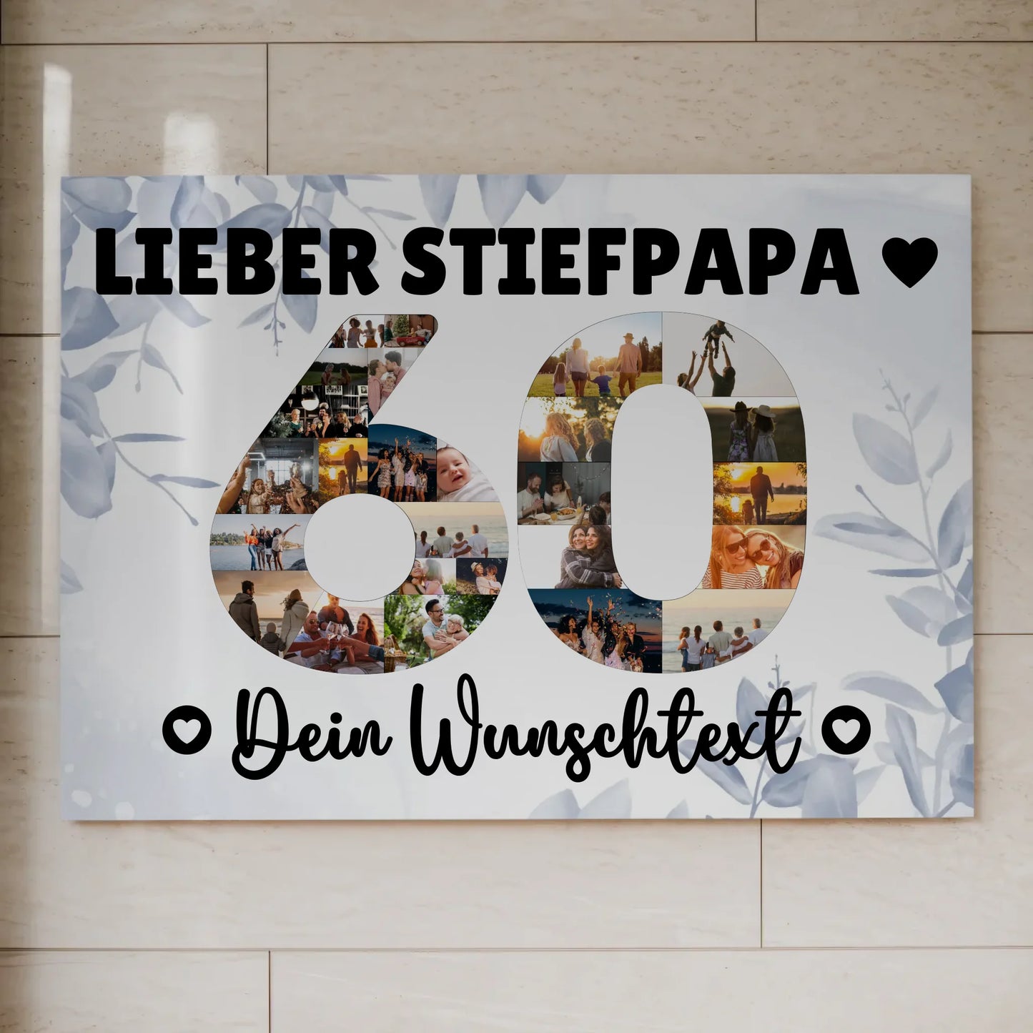 Magnetisches Fotoboard mit Unterschriften 60 Geburtstag Stiefpapa