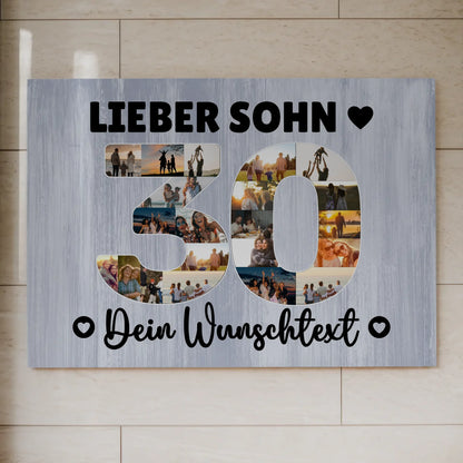 Magnetisches Fotoboard Poster mit Wunschtext zum 30. Geburtstag Sohn