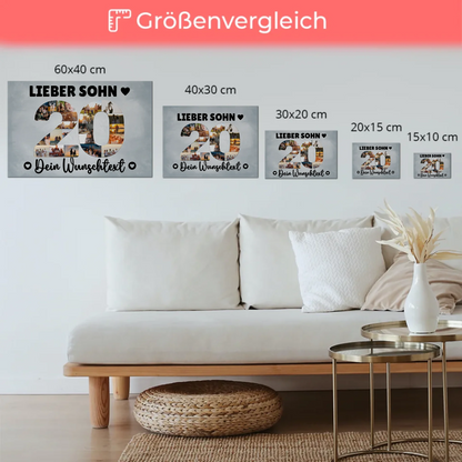 Magnet Wandbild mit Unterschriften 20 Geburtstag Sohn