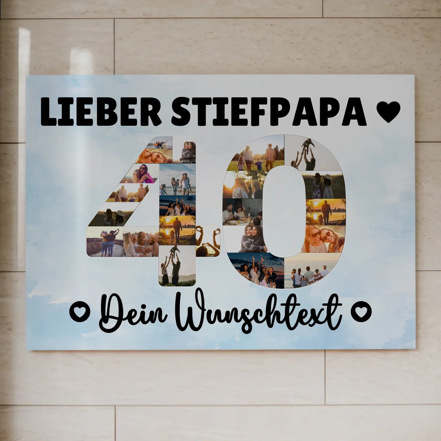 Fotoboard Magnet Poster mit Unterschriften 40 Geburtstag Stiefpapa