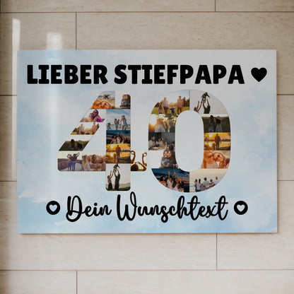 Fotoboard Magnet Poster mit Unterschriften 40 Geburtstag Stiefpapa
