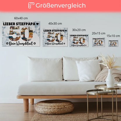 Fotoboard Poster magnetisch mit Wunschtext 50 Geburtstag Stiefpapa