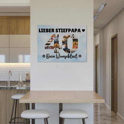 Fotoboard Magnet Poster mit Unterschriften 40 Geburtstag Stiefpapa