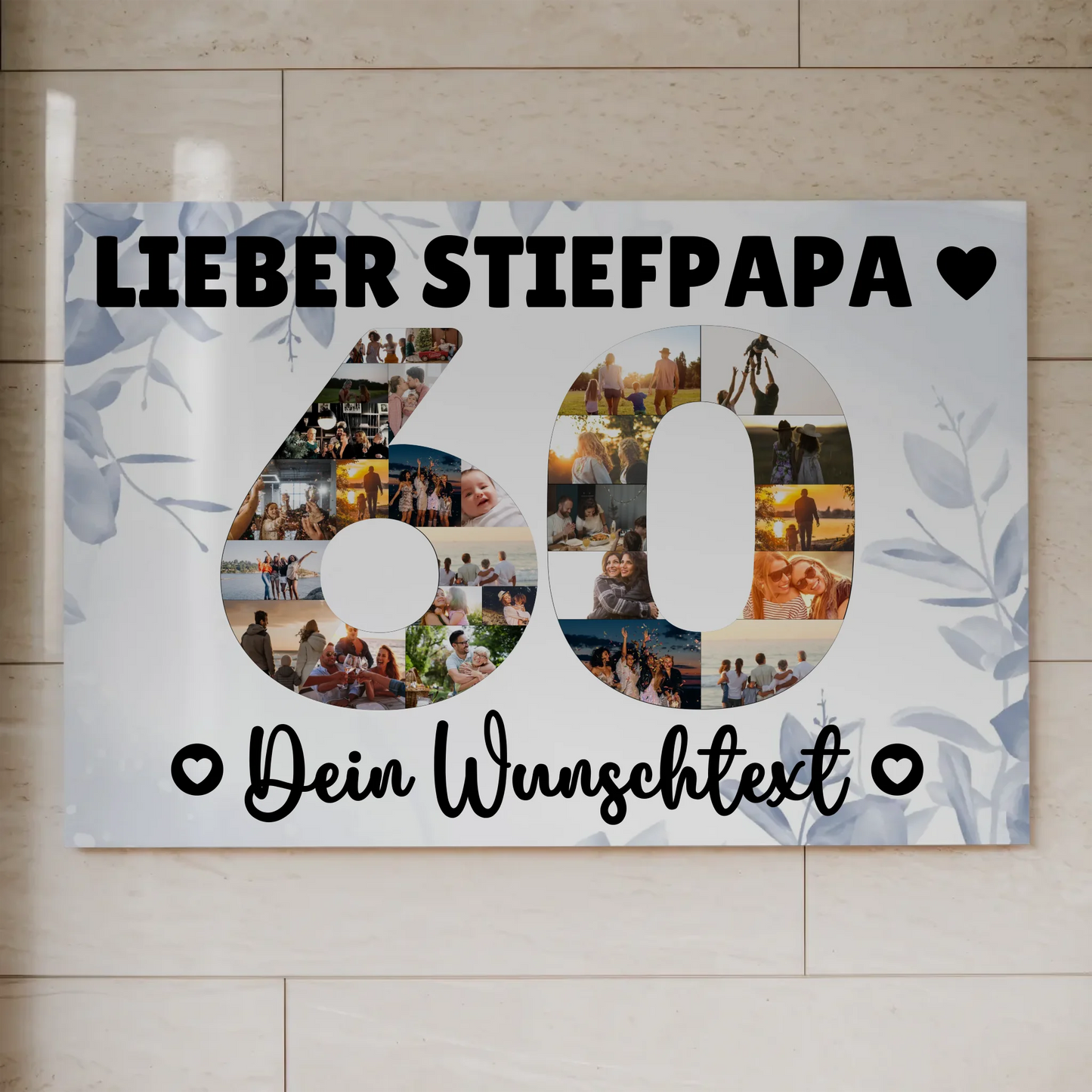 Magnetisches Fotoboard mit Unterschriften 60 Geburtstag Stiefpapa