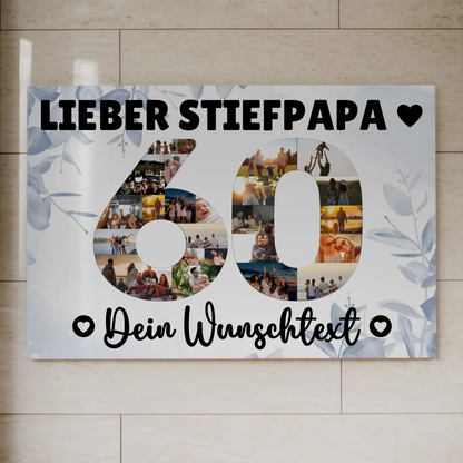 Magnetisches Fotoboard mit Unterschriften 60 Geburtstag Stiefpapa