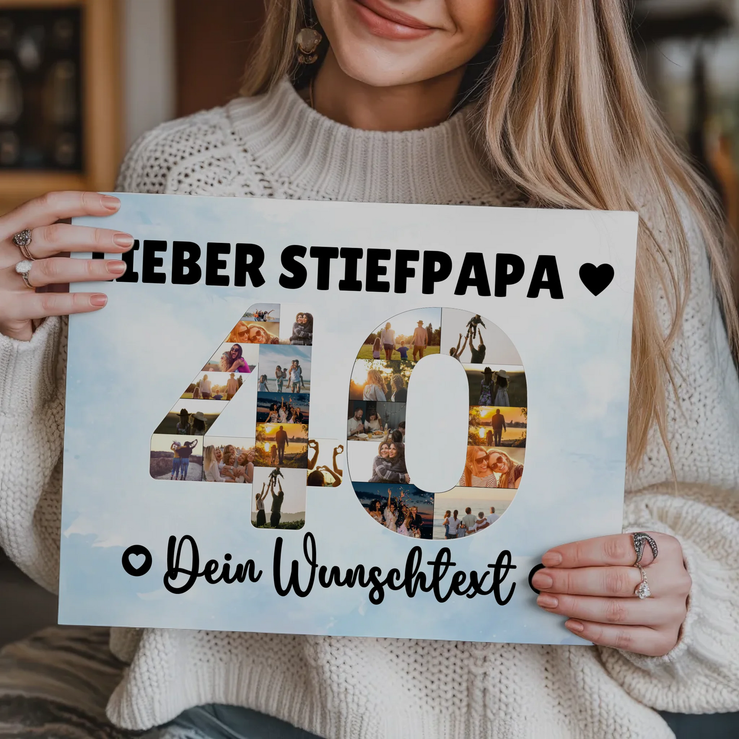 Fotoboard Magnet Poster mit Unterschriften 40 Geburtstag Stiefpapa