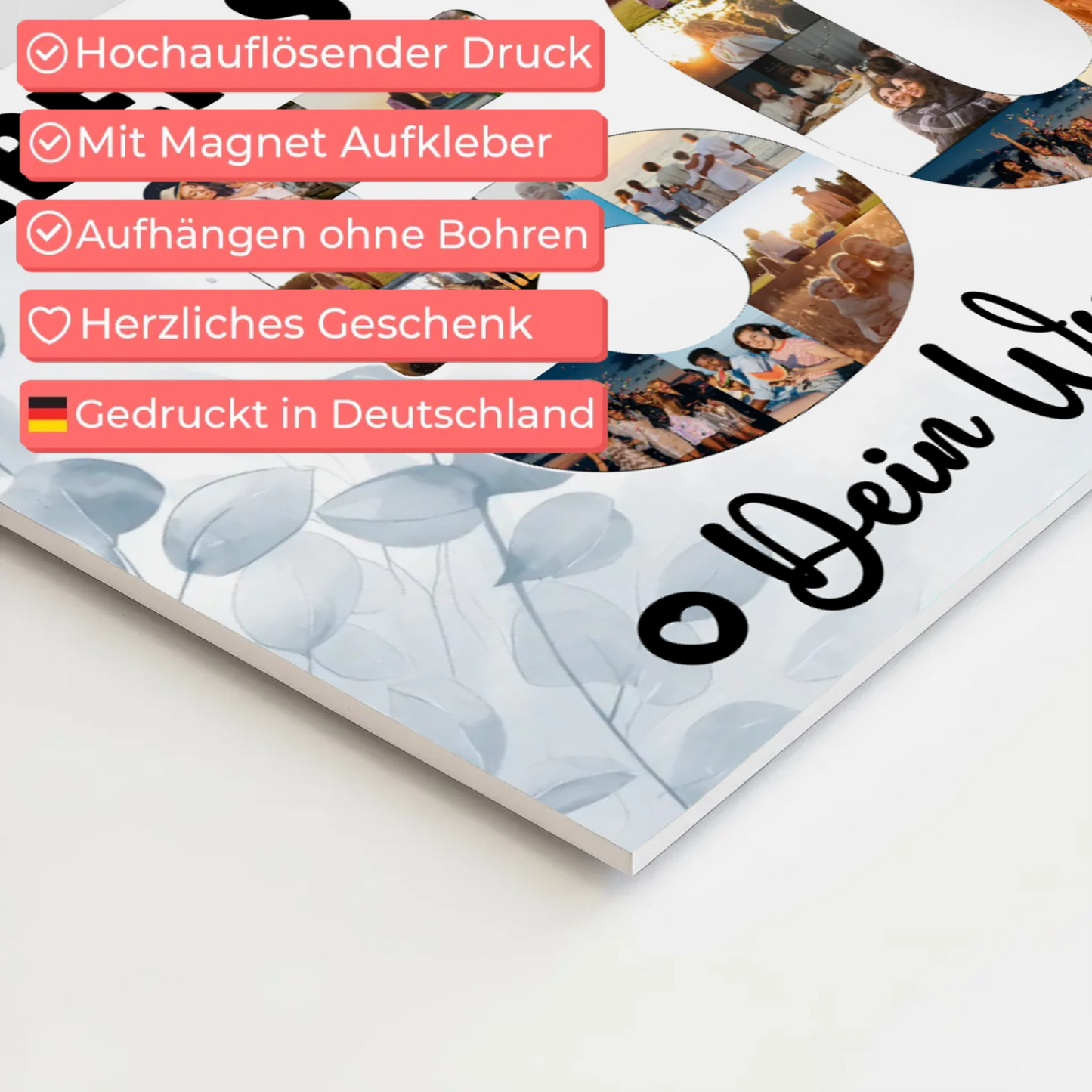 Fotoboard Poster magnetisch mit Wunschtext 50 Geburtstag Stiefpapa