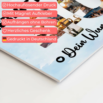 Fotoboard Magnet Poster mit Unterschriften 40 Geburtstag Stiefpapa