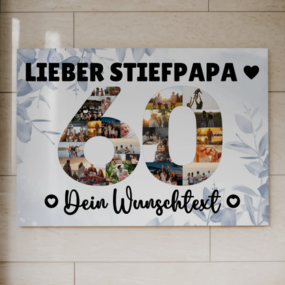 Magnetisches Fotoboard mit Unterschriften 60 Geburtstag Stiefpapa