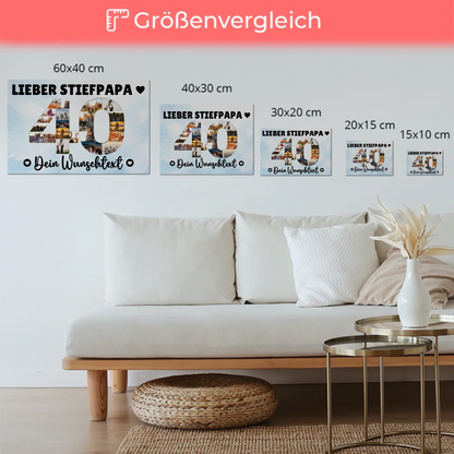 Fotoboard Magnet Poster mit Unterschriften 40 Geburtstag Stiefpapa