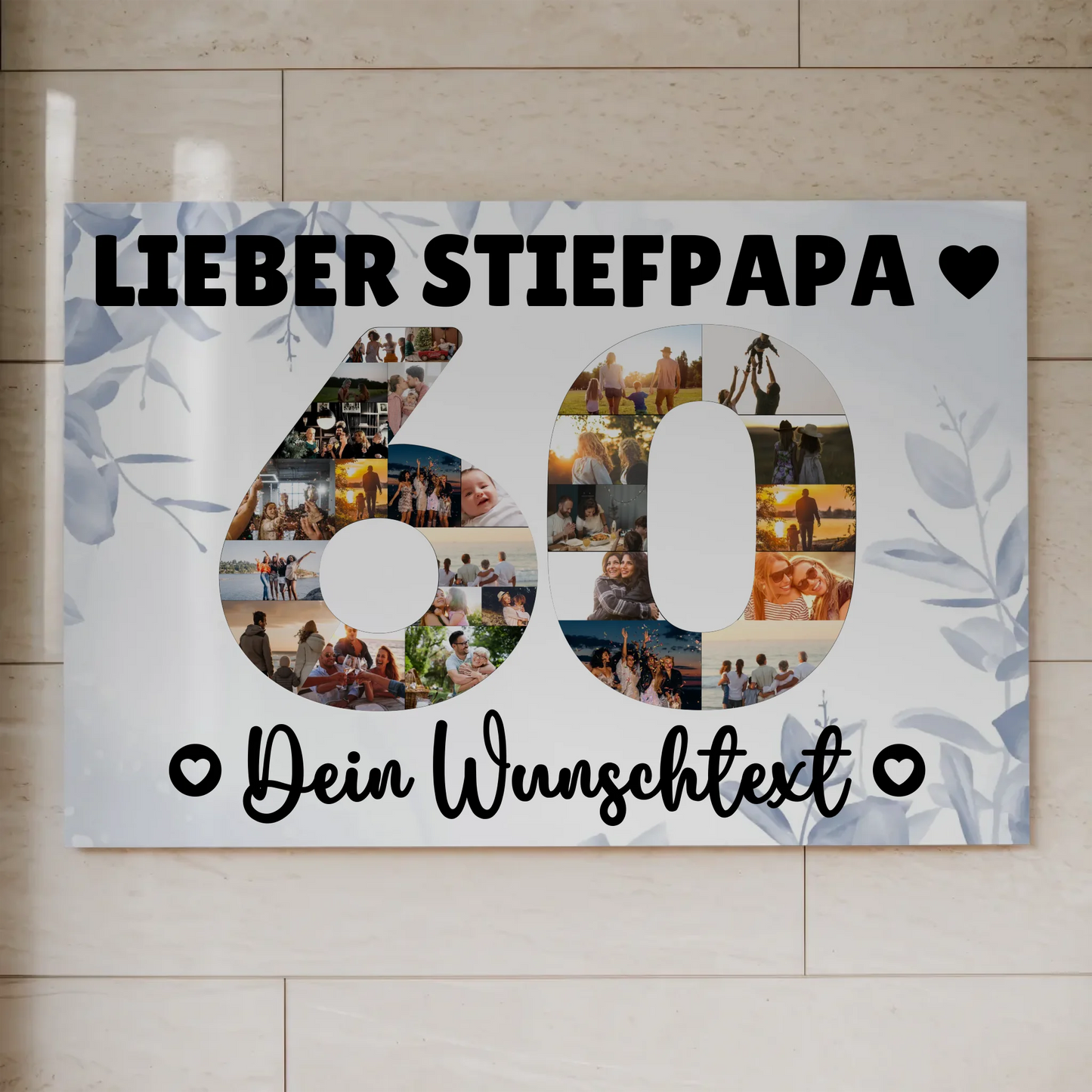 Magnetisches Fotoboard mit Unterschriften 60 Geburtstag Stiefpapa