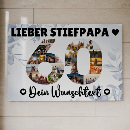 Magnetisches Fotoboard mit Unterschriften 60 Geburtstag Stiefpapa
