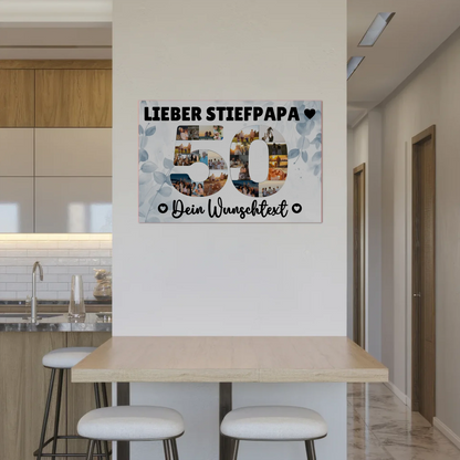 Fotoboard Poster magnetisch mit Wunschtext 50 Geburtstag Stiefpapa
