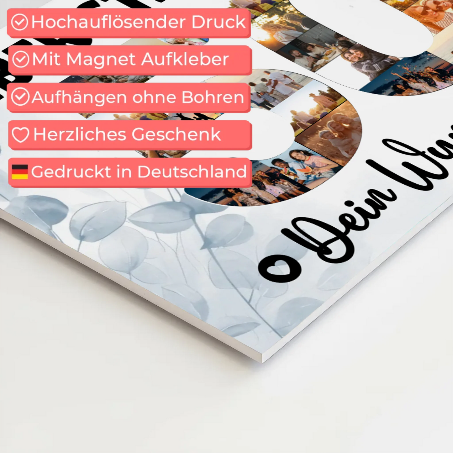 Fotoboard Poster magnetisch mit Wunschtext 50 Geburtstag Stiefpapa