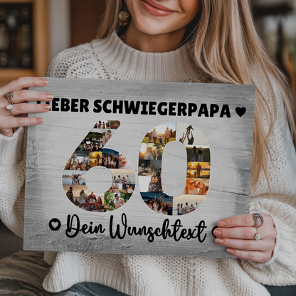 Fotoboard Poster magnetisch mit Wunschtext 60 Geburtstag Schwiegerpapa
