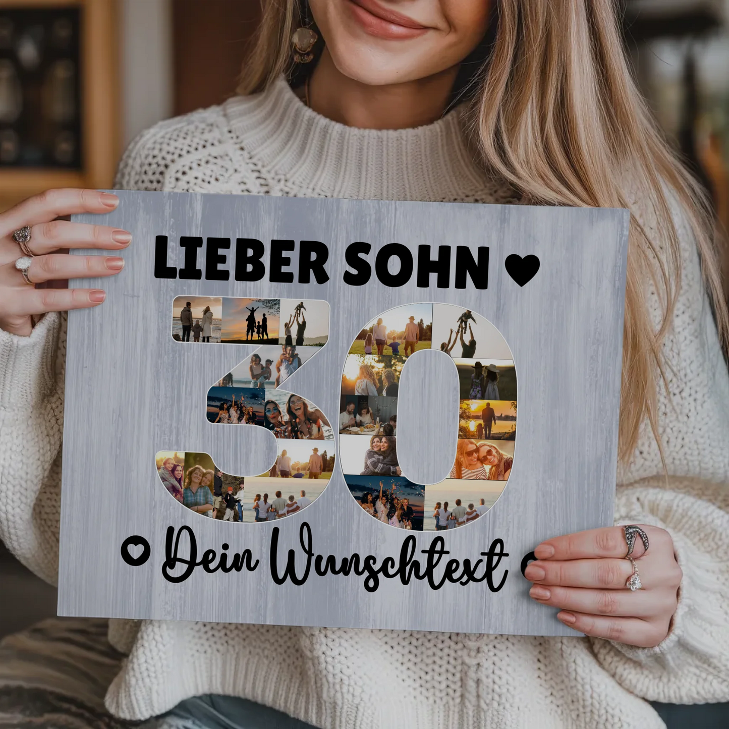 Magnetisches Fotoboard Poster mit Wunschtext zum 30. Geburtstag Sohn