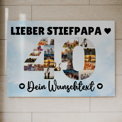 Fotoboard Magnet Poster mit Unterschriften 40 Geburtstag Stiefpapa