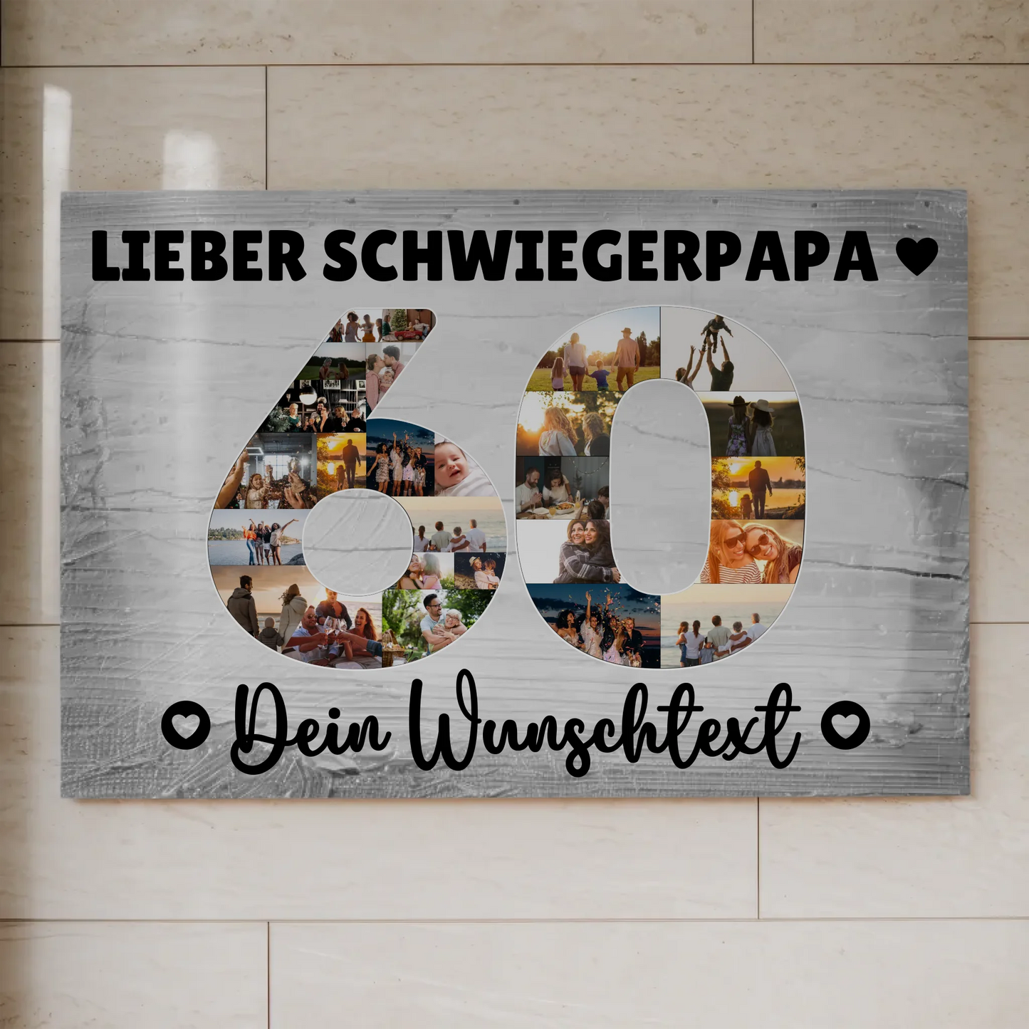 Fotoboard Poster magnetisch mit Wunschtext 60 Geburtstag Schwiegerpapa