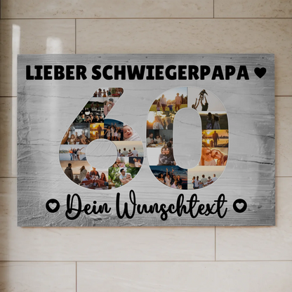 Fotoboard Poster magnetisch mit Wunschtext 60 Geburtstag Schwiegerpapa