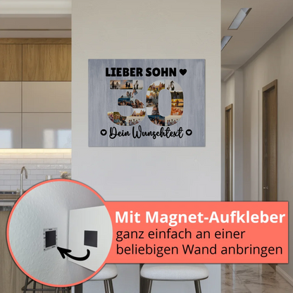 Magnetisches Fotoboard Poster mit Wunschtext zum 30. Geburtstag Sohn