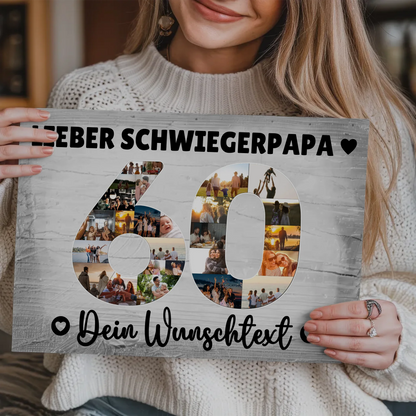 Fotoboard Poster magnetisch mit Wunschtext 60 Geburtstag Schwiegerpapa