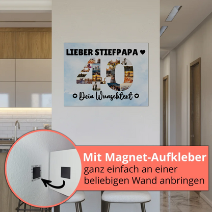 Fotoboard Magnet Poster mit Unterschriften 40 Geburtstag Stiefpapa