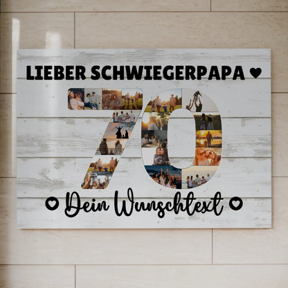 Magnetisches Fotoboard mit Unterschriften 70 Geburtstag Schwiegerpapa