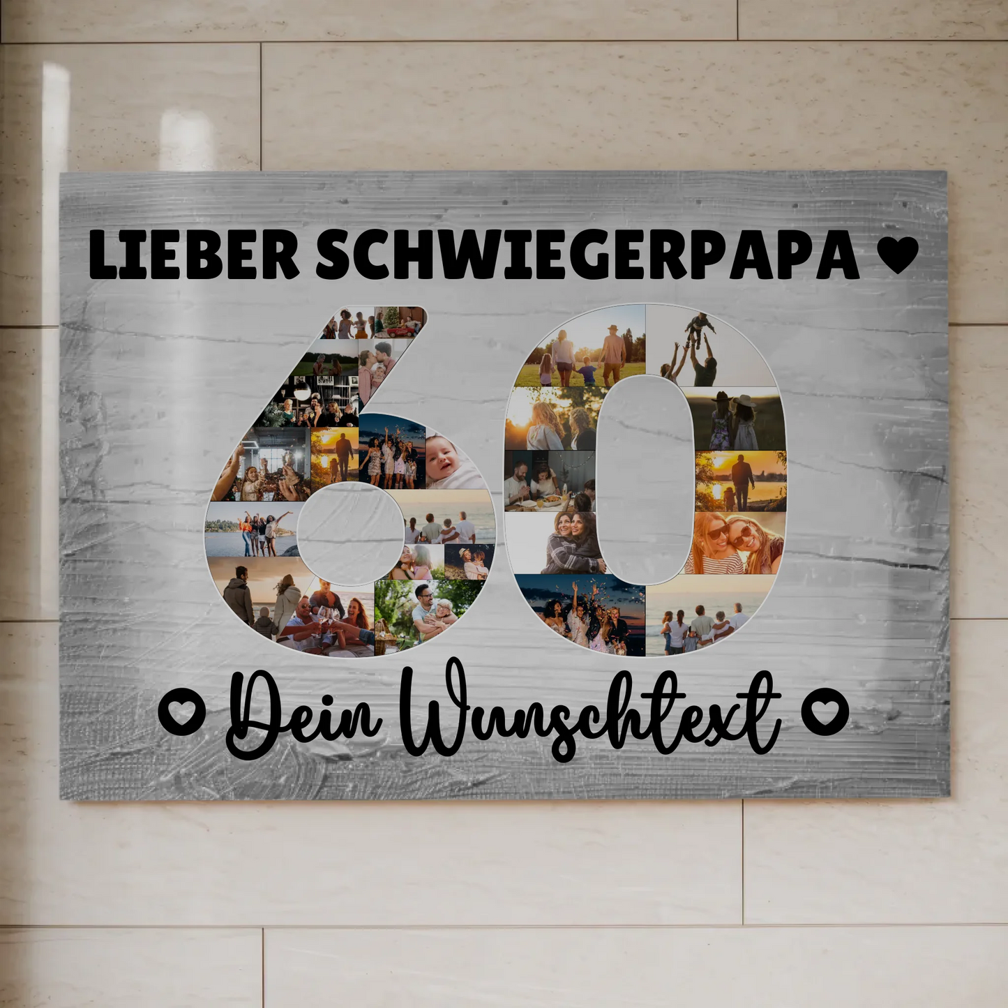 Fotoboard Poster magnetisch mit Wunschtext 60 Geburtstag Schwiegerpapa