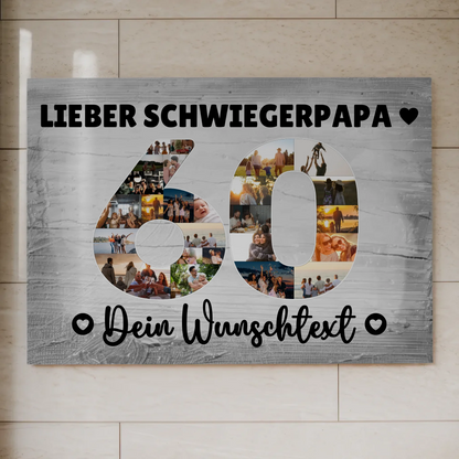 Fotoboard Poster magnetisch mit Wunschtext 60 Geburtstag Schwiegerpapa
