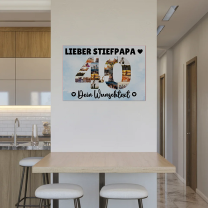 Fotoboard Magnet Poster mit Unterschriften 40 Geburtstag Stiefpapa