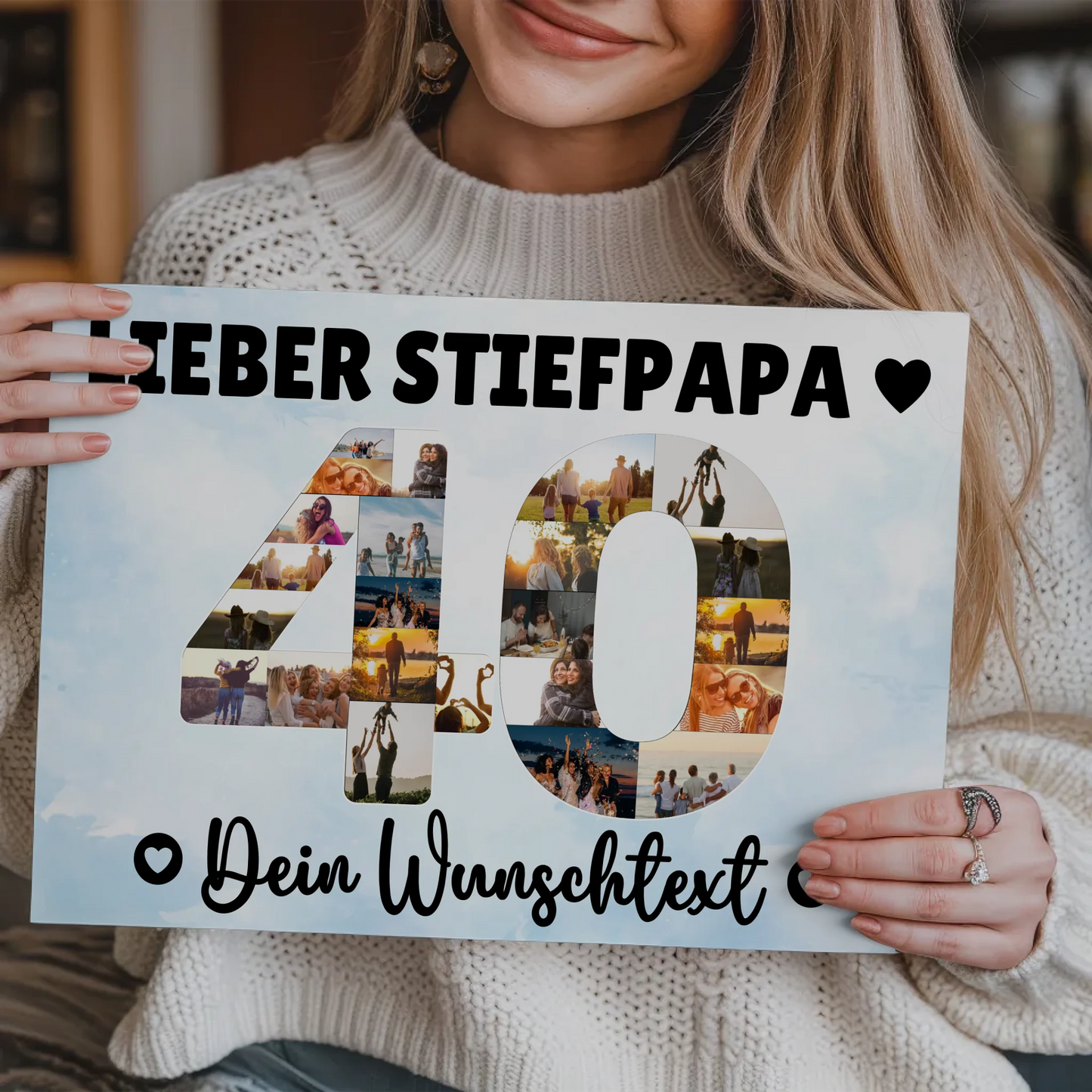 Fotoboard Magnet Poster mit Unterschriften 40 Geburtstag Stiefpapa