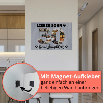 Magnetisches Fotoboard Poster mit Wunschtext zum 30. Geburtstag Sohn