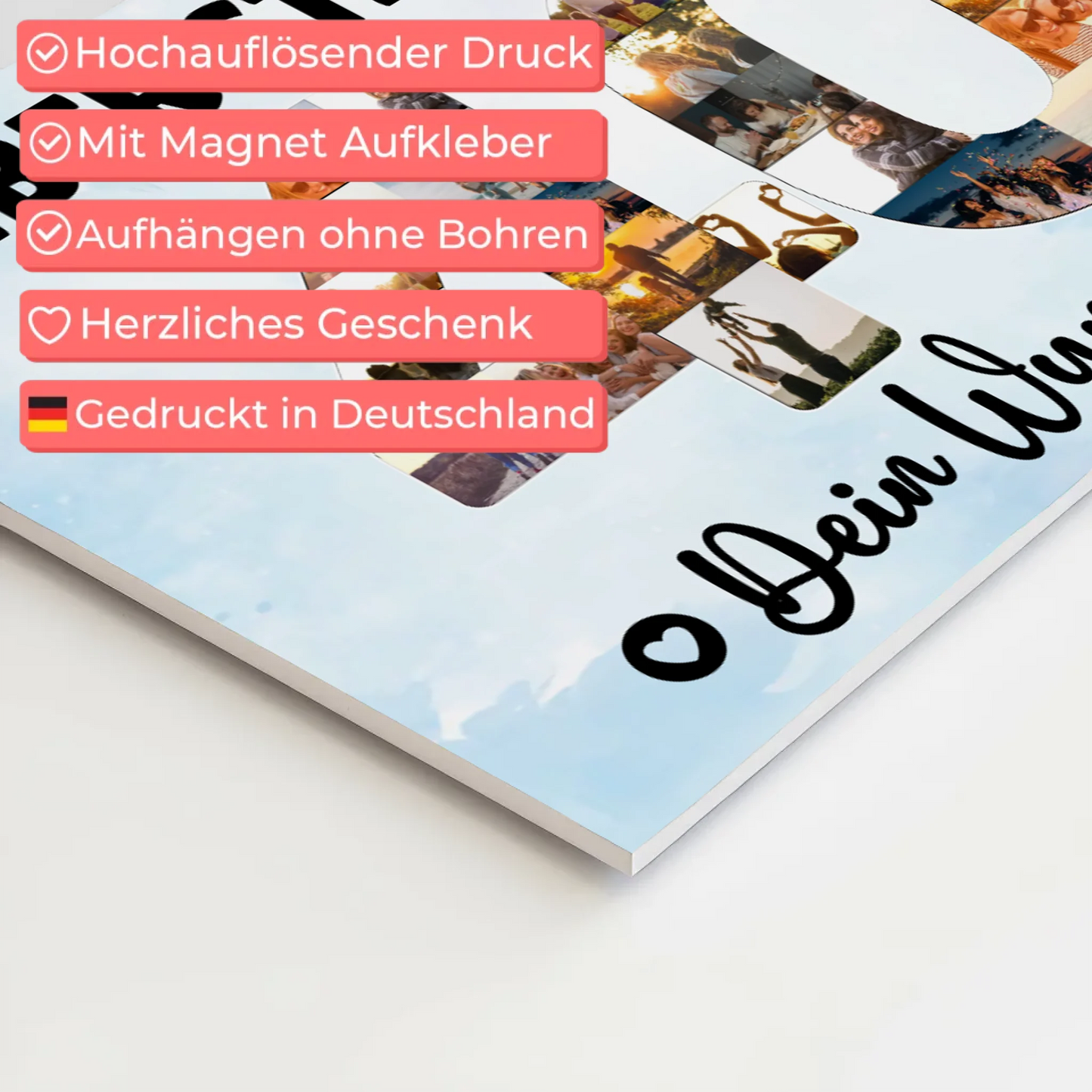 Fotoboard Magnet Poster mit Unterschriften 40 Geburtstag Stiefpapa