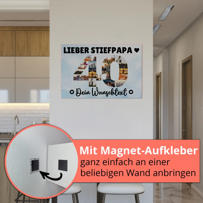 Fotoboard Magnet Poster mit Unterschriften 40 Geburtstag Stiefpapa