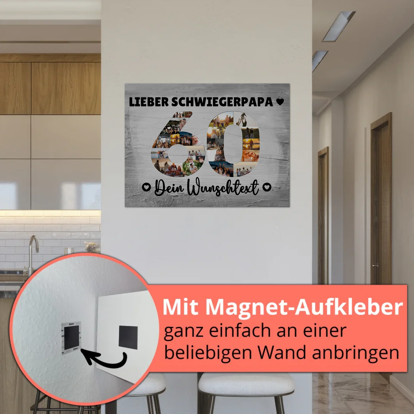 Fotoboard Poster magnetisch mit Wunschtext 60 Geburtstag Schwiegerpapa