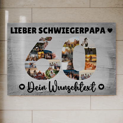 Fotoboard Poster magnetisch mit Wunschtext 60 Geburtstag Schwiegerpapa