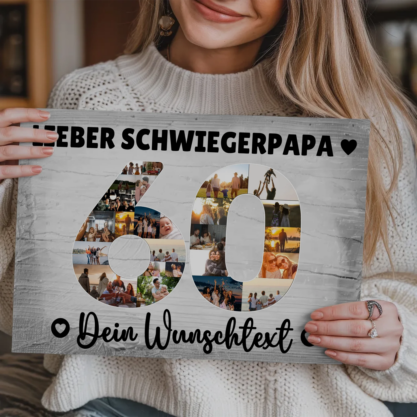 Fotoboard Poster magnetisch mit Wunschtext 60 Geburtstag Schwiegerpapa