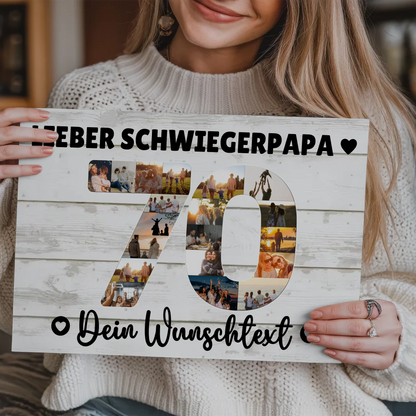 Magnetisches Fotoboard mit Unterschriften 70 Geburtstag Schwiegerpapa