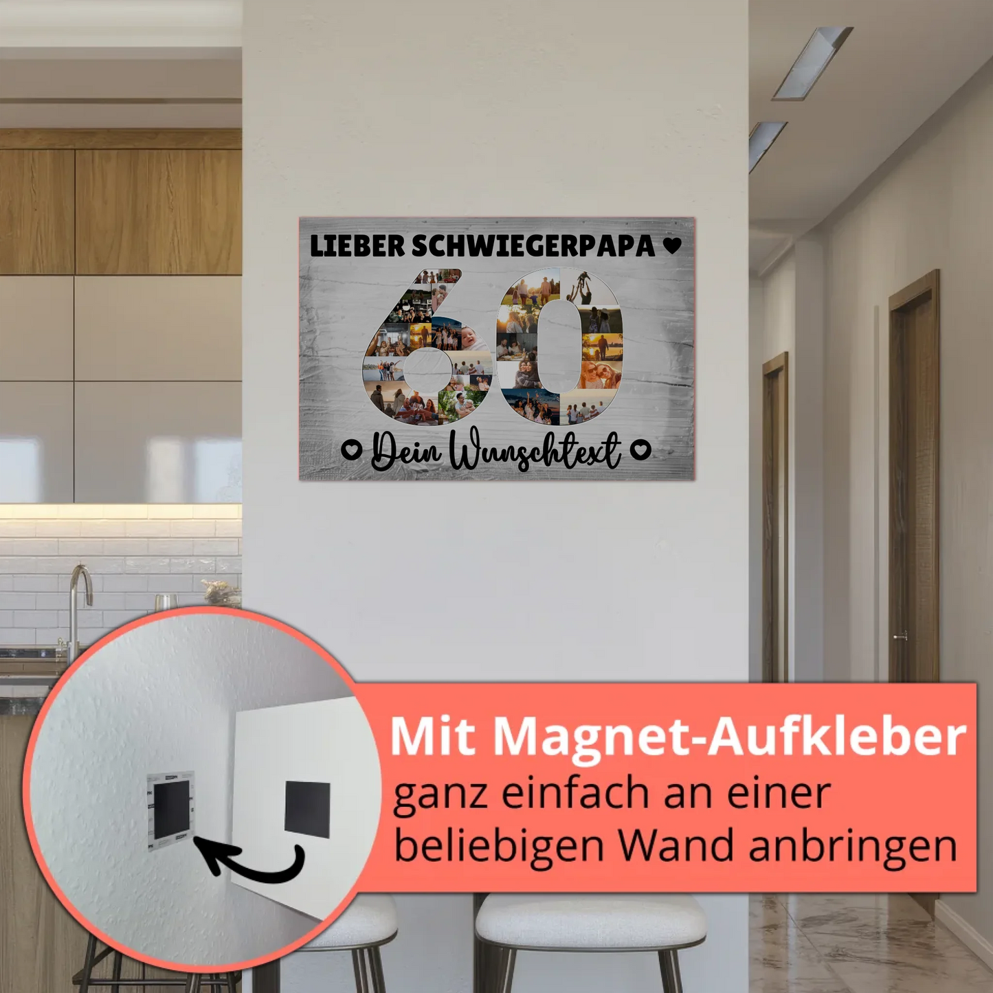 Fotoboard Poster magnetisch mit Wunschtext 60 Geburtstag Schwiegerpapa
